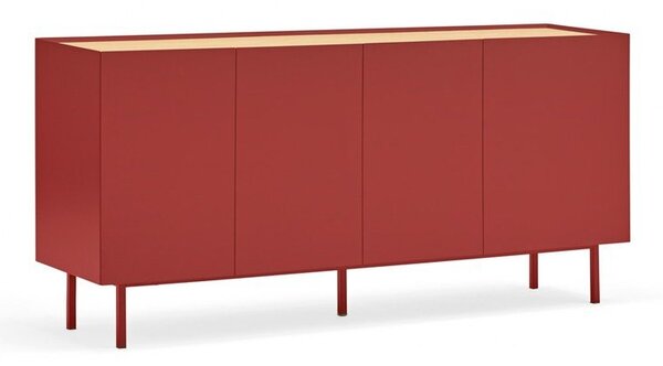 Rdeča nizka komoda v hrastovem dekorju 165x78 cm Arista – Teulat