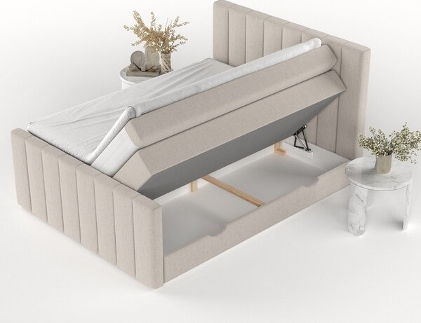 Bež boxspring postelja s prostorom za shranjevanje 200x200 cm Ruby – Maison de Rêve
