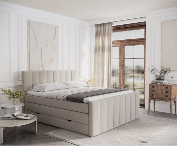 Bež boxspring postelja s prostorom za shranjevanje 200x200 cm Ruby – Maison de Rêve