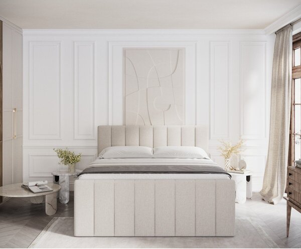 Bež boxspring postelja s prostorom za shranjevanje 200x200 cm Ruby – Maison de Rêve
