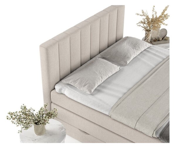 Bež boxspring postelja s prostorom za shranjevanje 200x200 cm Ruby – Maison de Rêve