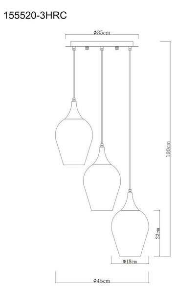 VISEČA SVETILKA LAVUS 45/120 cm E27