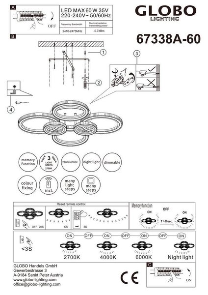 STROPNA LED-SVETILKA KORA 2700-6000 K 230 V