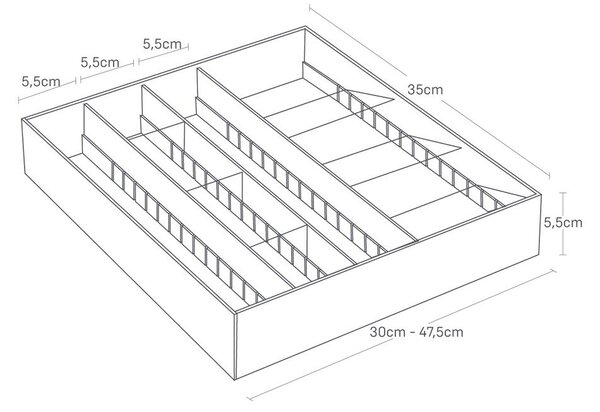 Črn plastični organizator za predal 47,5 x 35 cm - YAMAZAKI