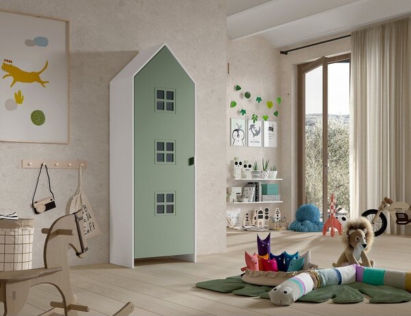 Bela/zelena otroška garderobna omara 58x172x37 cm Casami Bruges – Vipack