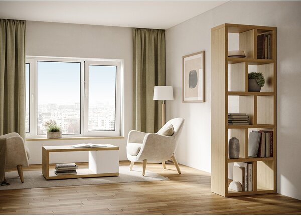 Regal v hrastovem dekorju v naravni barvi 70x198 cm Berlin – TemaHome