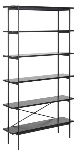 Črn regal v jesenovem dekorju 94x172 cm Angus – Actona