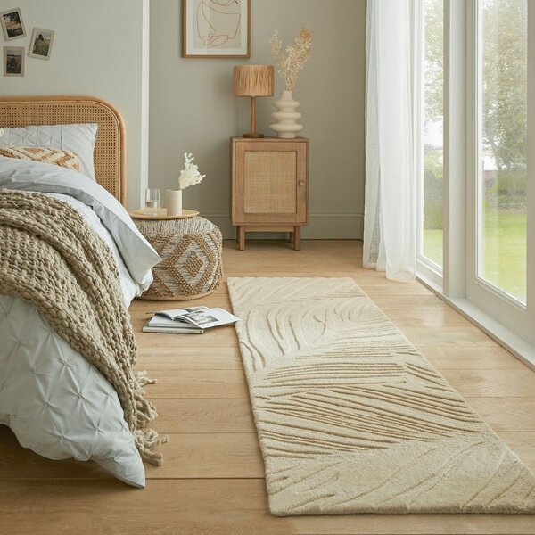 Bež volneni tekač 60x230 cm Lino Leaf - Flair Rugs