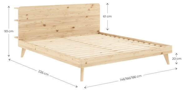 Zakonska postelja iz borovega lesa z letvenim dnom 160x200 cm Retreat - Karup Design