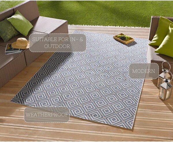 Modra zunanja preproga NORTHRUGS Karo, 140 x 200 cm