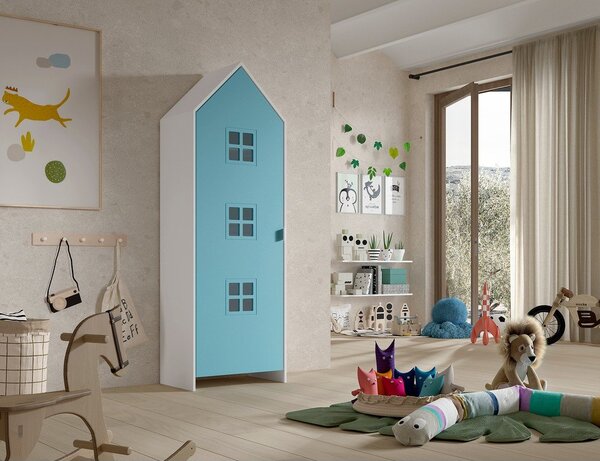 Bela/svetlo modra otroška garderobna omara 58x172x37 cm Casami Bruges – Vipack