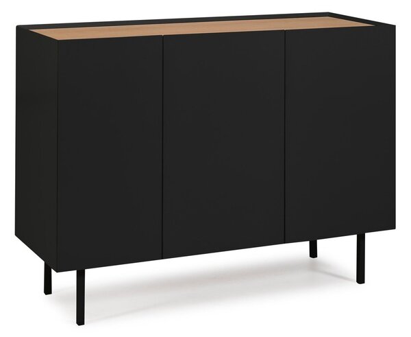 Črna nizka komoda v hrastovem dekorju 110x85 cm Arista – Teulat