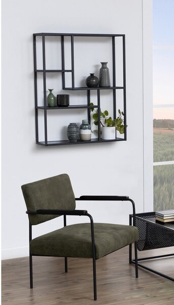 Črna stenska polica v jesenovem dekorju 75x91 cm Seaford – Actona
