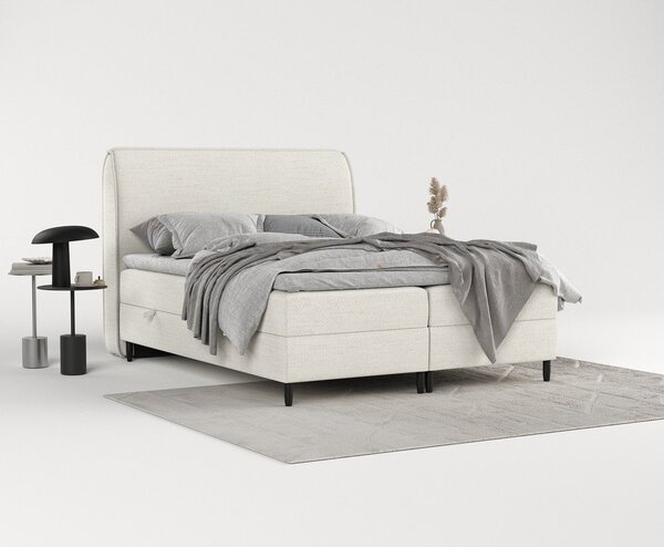 Kremno bela boxspring postelja s prostorom za shranjevanje 160x200 cm Melba – Maison de Rêve