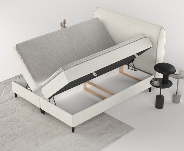 Kremno bela boxspring postelja s prostorom za shranjevanje 160x200 cm Melba – Maison de Rêve