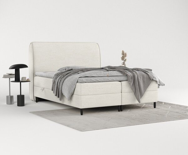 Kremno bela boxspring postelja s prostorom za shranjevanje 160x200 cm Melba – Maison de Rêve