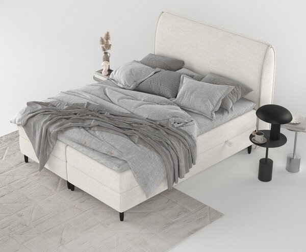 Kremno bela boxspring postelja s prostorom za shranjevanje 160x200 cm Melba – Maison de Rêve