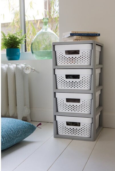 Bel/siv plastičen regal na koleščkih 29,5x65,5 cm Infinity – Curver