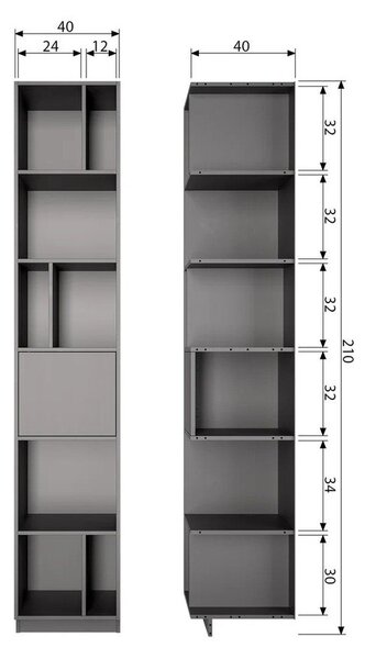 Črna modularna knjižna polica iz masivnega bora 40x210 cm Finca – WOOOD