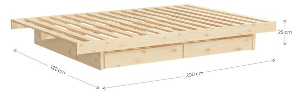 Postelja iz masivnega bora z letvenim dnom v naravni barvi 120x200 cm Kanso – Karup Design