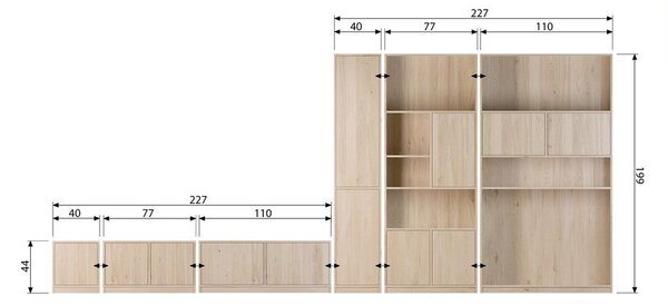 Modularna omarica v hrastovem dekorju v naravni barvi 40x199 cm Modulair – vtwonen