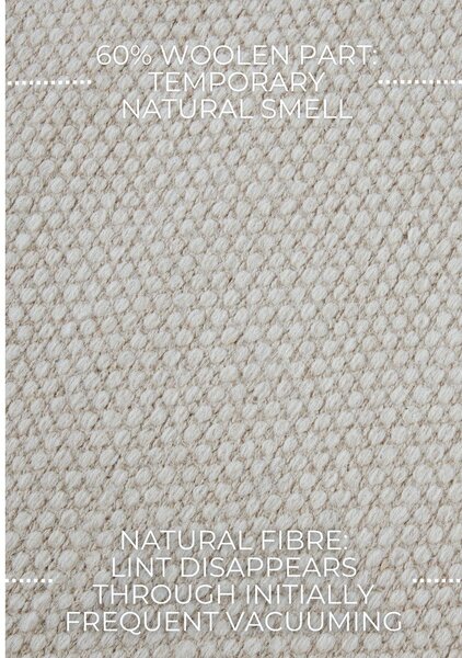 Kremno bel ročno tkan tekač iz mešanice volne 80x200 cm Pradesh Natural White – Elle Decoration