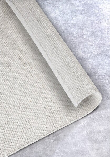 Kremno bel ročno tkan tekač iz mešanice volne 80x200 cm Pradesh Natural White – Elle Decoration