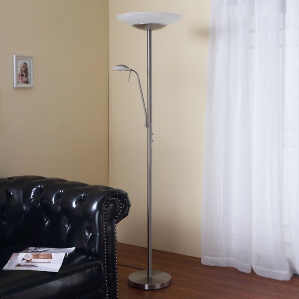 Lindby LED-stoječa svetilka Ragna, za branje, nikljeva, z možnostjo, zatemnjen, Kovinska, Dnevna soba / jedilnica, Kovina, Sodobni, Svetilka za branje
