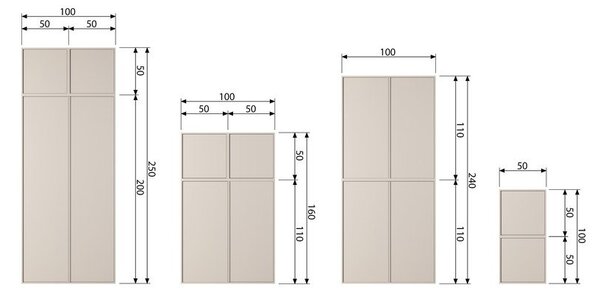 Kremno bela modularna garderobna omara iz masivnega bora 50x200 cm Daily – vtwonen