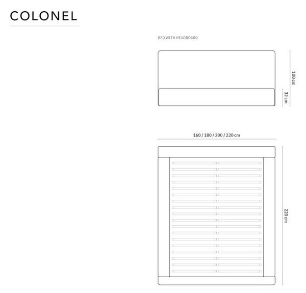 Temno siva oblazinjena zakonska postelja s prostorom za shranjevanje in letvenim dnom 180x200 cm Colonel – Cosmopolitan Design