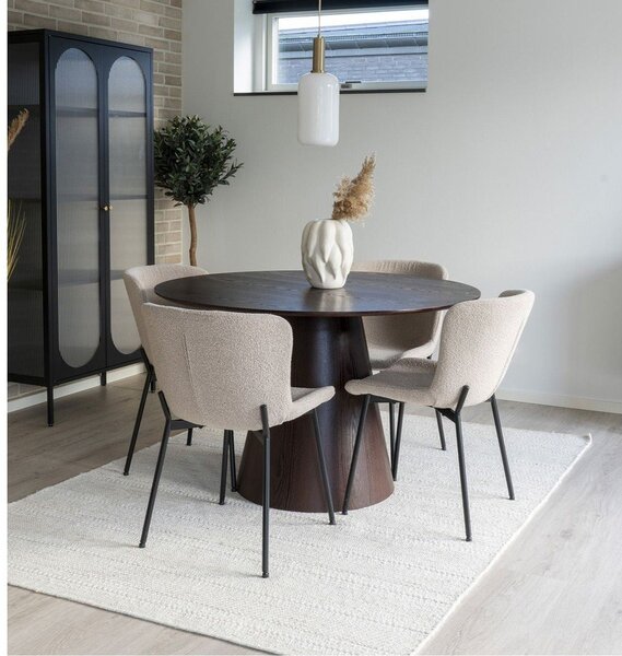 Okrogla jedilna miza z mizno ploščo v orehovem dekorju ø 120 cm Bolton – House Nordic