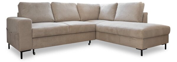 Bež raztegljiva kotna sedežna garnitura iz rebrastega žameta (desni kot) Lofty Lilly – Miuform