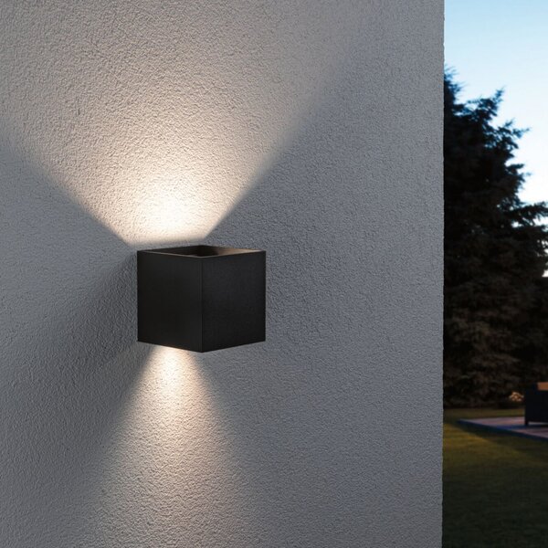 Paulmann LED zunanja stenska svetilka Cybo, RGBW, 10 cm, antracit, zatemnjen, Črna, Aluminij, Sodobni, Stenska kotna
