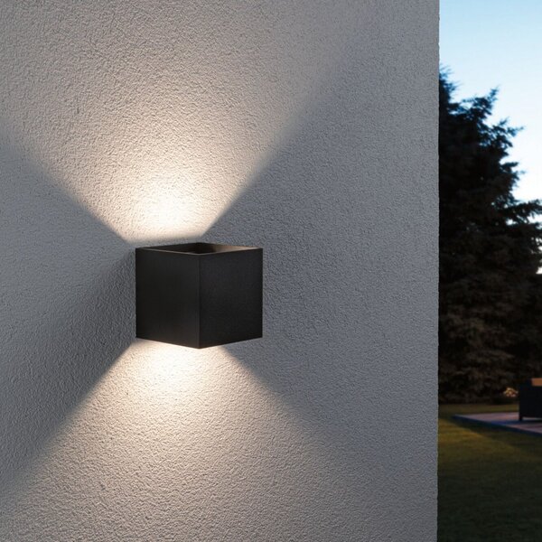 Paulmann LED zunanja stenska svetilka Cybo, RGBW, 10 cm, antracit, zatemnjen, Črna, Aluminij, Sodobni, Stenska kotna