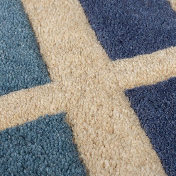 Modra/oranžna ročno tkana volnena preproga 120x170 cm Retro Blocks – Flair Rugs