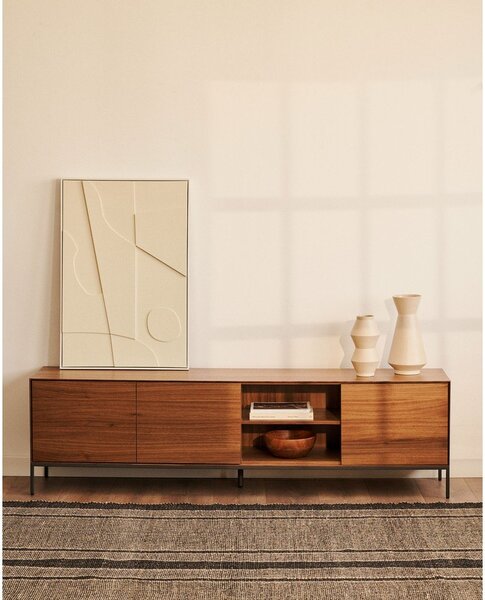 TV omarica v orehovem dekorju 195x55 cm Vedrana – Kave Home