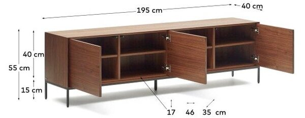 TV omarica v orehovem dekorju 195x55 cm Vedrana – Kave Home