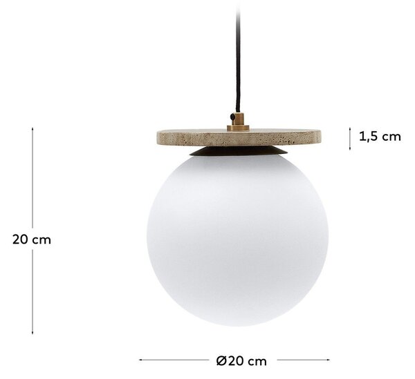 Bela viseča svetilka s steklenim senčnikom ø 20 cm Malachi – Kave Home