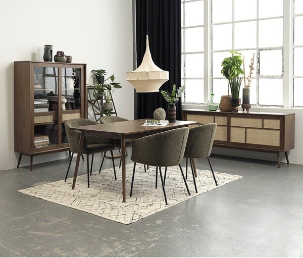 Rjava raztegljiva jedilna miza z mizno ploščo v hrastovem dekorju 150x90 cm Barrali – Unique Furniture