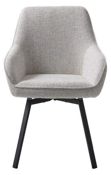 Svetlo siv oblazinjen jedilni stol z nasloni za roke Alma – Unique Furniture