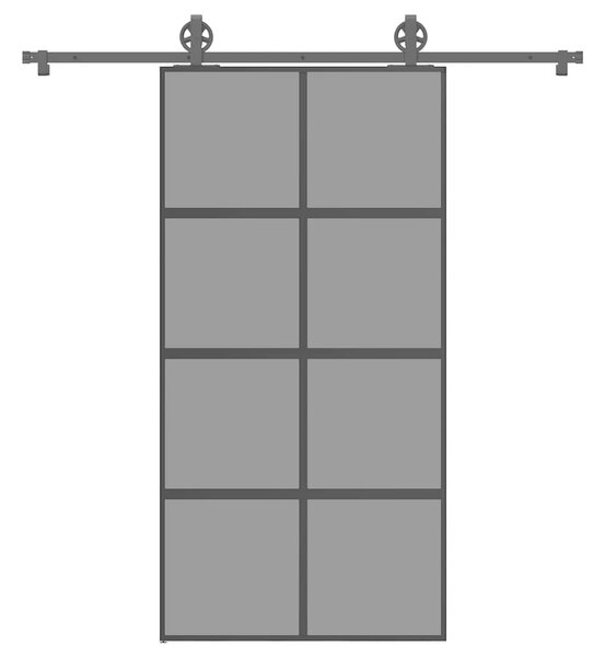 VidaXL Drsna vrata z opremo 102,5x205 cm kaljeno steklo in aluminij