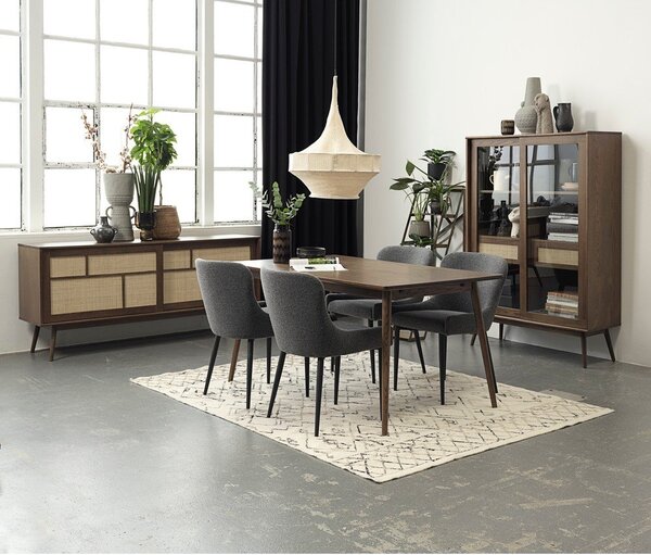 Rjava raztegljiva jedilna miza z mizno ploščo v hrastovem dekorju 150x90 cm Barrali – Unique Furniture