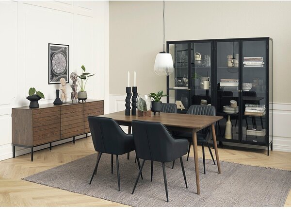 Rjava raztegljiva jedilna miza z mizno ploščo v hrastovem dekorju 150x90 cm Barrali – Unique Furniture