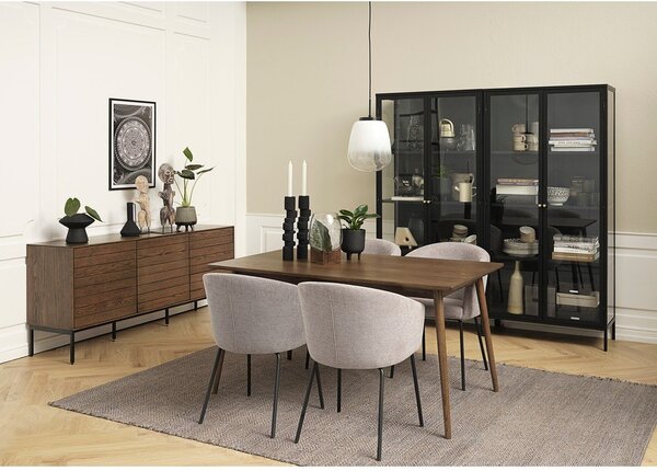 Rjava raztegljiva jedilna miza z mizno ploščo v hrastovem dekorju 150x90 cm Barrali – Unique Furniture