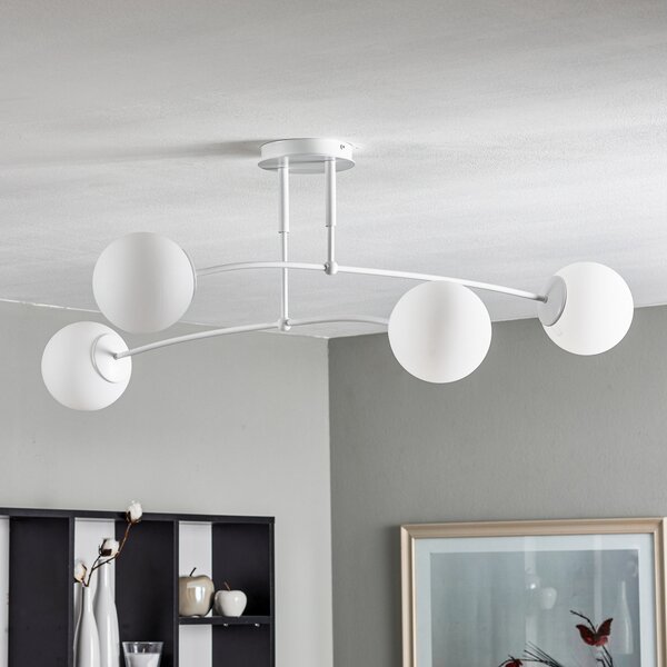 EMIBIG LIGHTING Stropna svetilka Pregos 4, štirižarna, bela, zatemnjen, Bela, Hodnik, Kovina, Sodobni