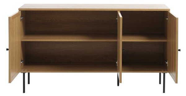 Nizka komoda v hrastovem dekorju 140x80 cm Pensacola – Unique Furniture