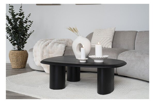 Črna mizica z mizno ploščo v jesenovem dekorju 78x96 cm Tirano – House Nordic