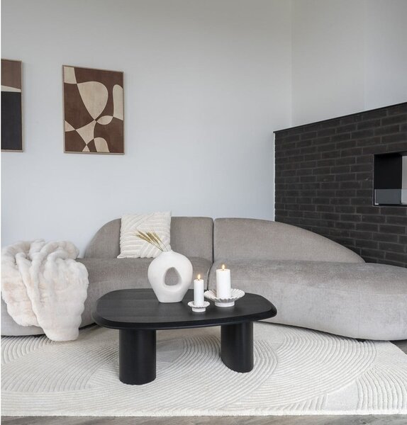 Črna mizica z mizno ploščo v jesenovem dekorju 78x96 cm Tirano – House Nordic