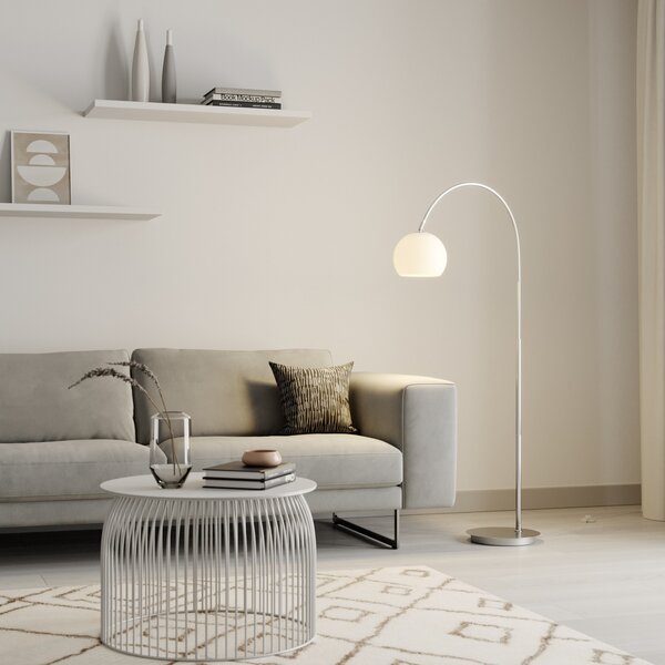 Lindby loka lampa Cynthia, nikljevo barva, steklo, 140 cm, E27, Kovinska, Dnevna soba / jedilnica, Steklo, Sodobni