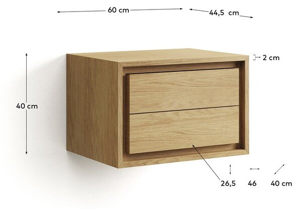 Rjava stenska omarica za pod umivalnik iz masivnega tika 60x40 cm Kenta – Kave Home